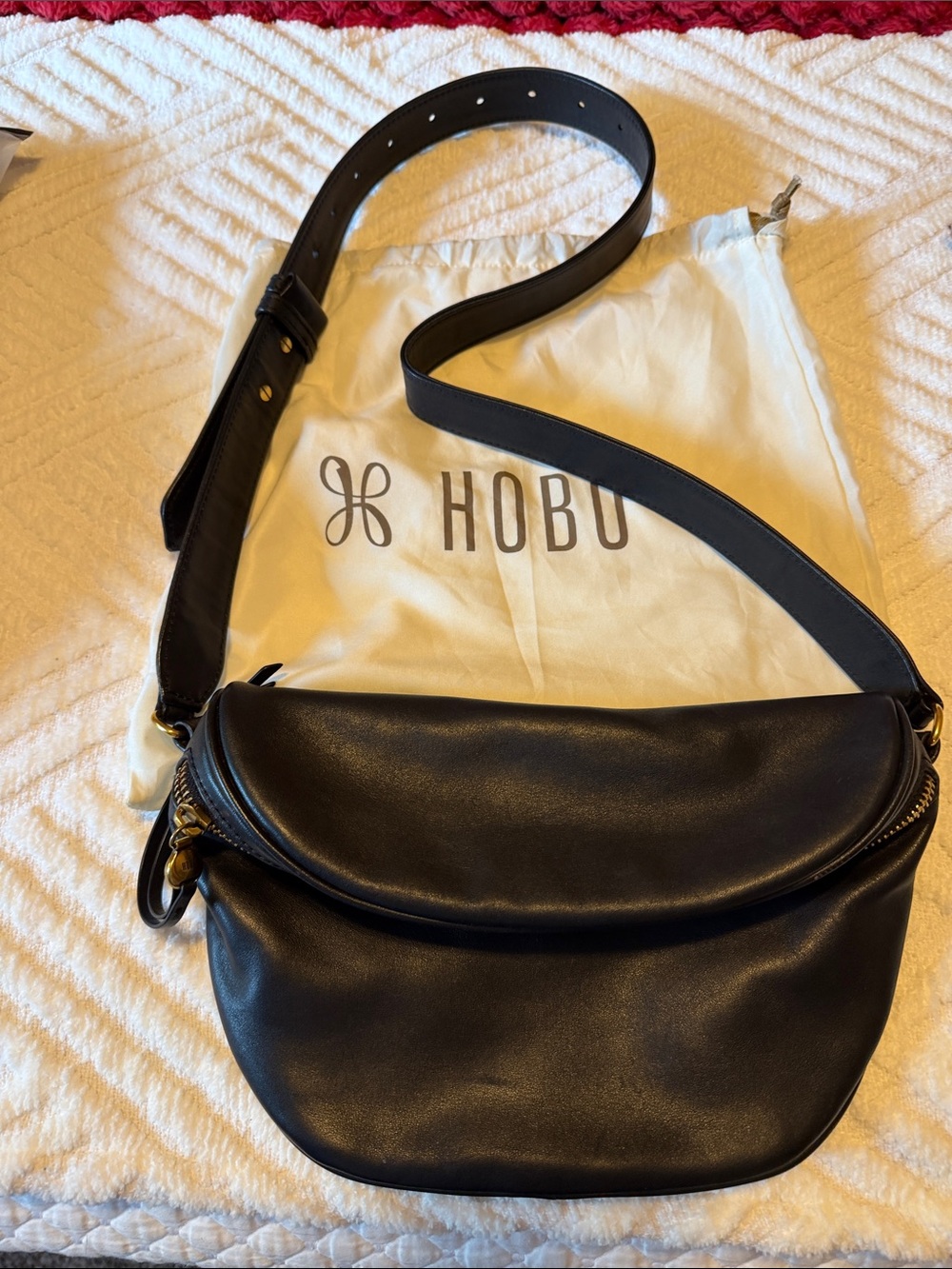 HOBO Black Leather Crescent Crossbody Bag
